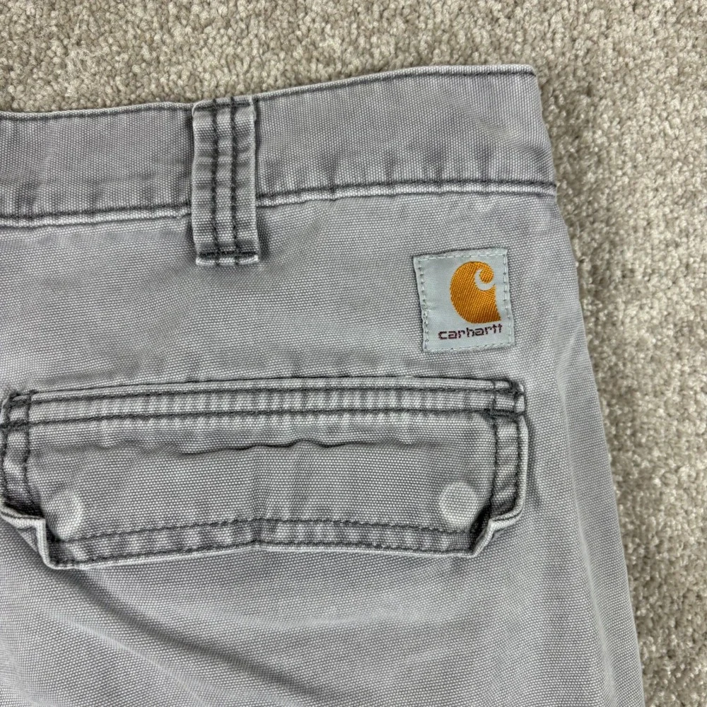 Carhartt Mens Gray Relaxed Fit Canvas Cargo Shorts Size 36 Workwear 10 Inseam